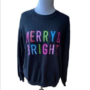 🎄Gildan Merry & Bright Colorful Christmas Sweatshirt Merry Christmas Size M
